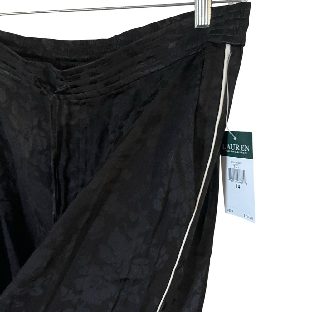 NWT Lauren Ralph Lauren Black Wide-Leg Pants Women Size 14 - Picture 5 of 7